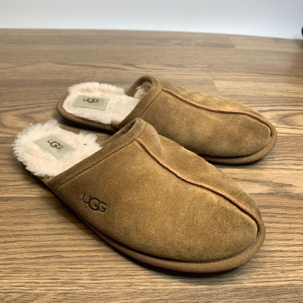 UGG Scuff  Slipper Womens Slip on Size 11‎ Chestnut Suede Sheepskin Casual Mule